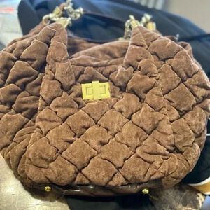 Vieta Lake Faux Python Large Hobo Totel stud bag gold brown velour or clutch